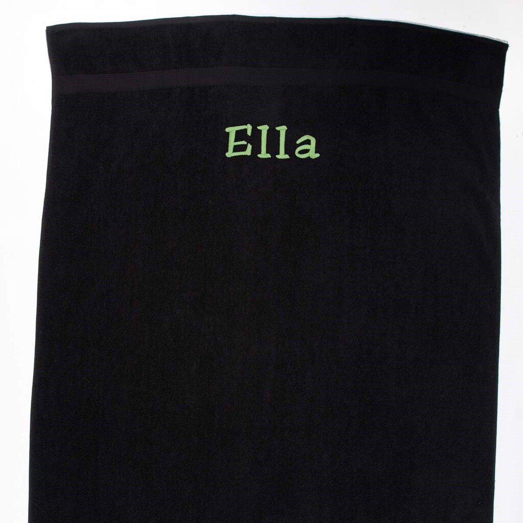 Sort Håndklæde med navn - 100 x 150 cm