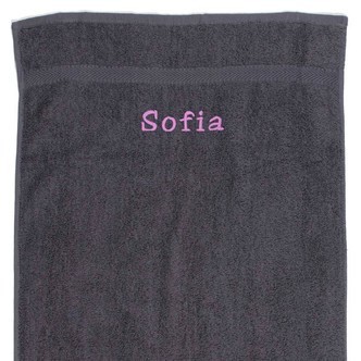 Mørkegrå Håndklæde med navn - 100 x 150 cm