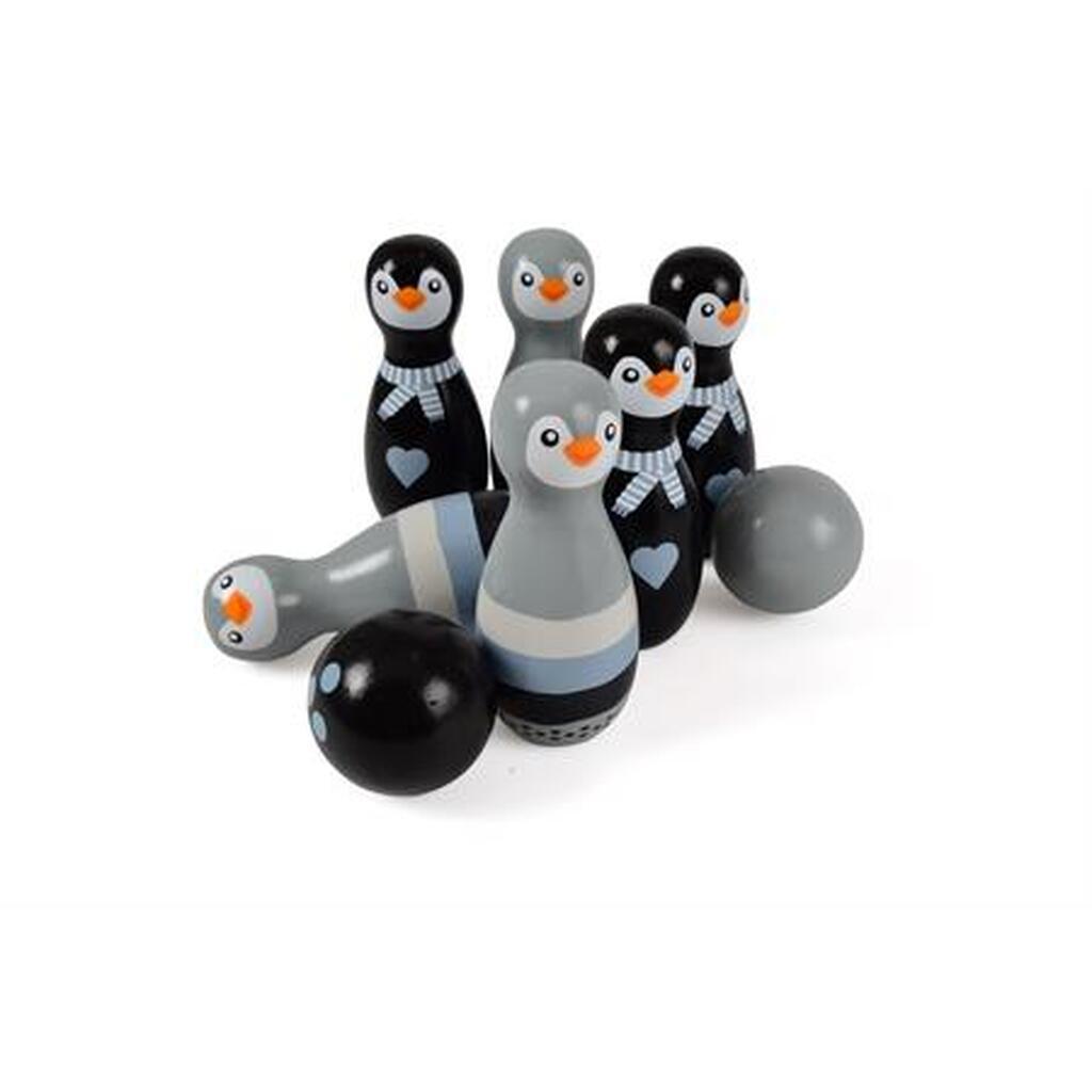 Bowling spil med grå pingviner fra Magni