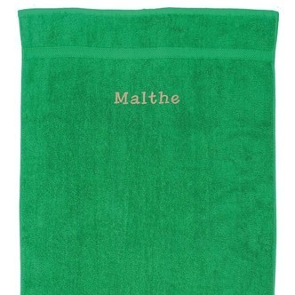 Græsgrønt Håndklæde med navn -  70 x 130 cm