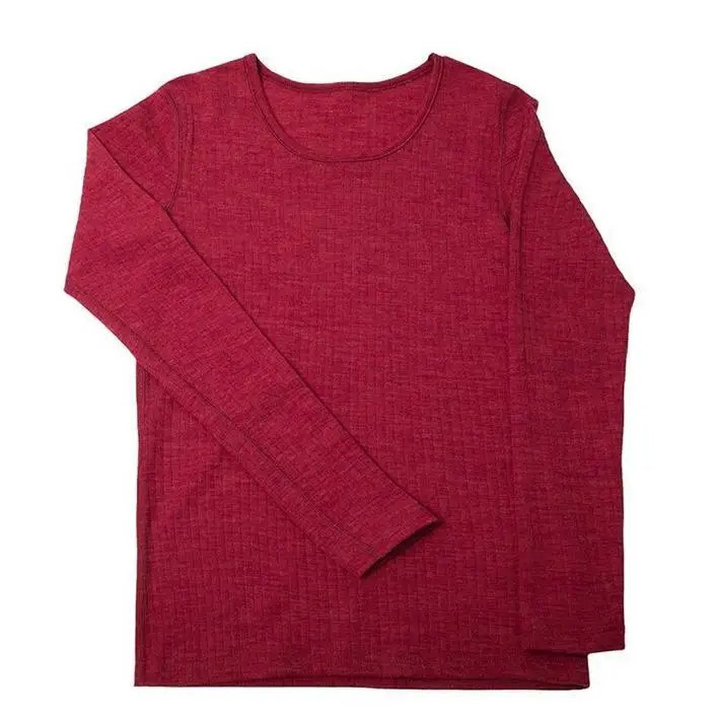 Bluse til kvinder i fuchsia farvet ribbet-uld