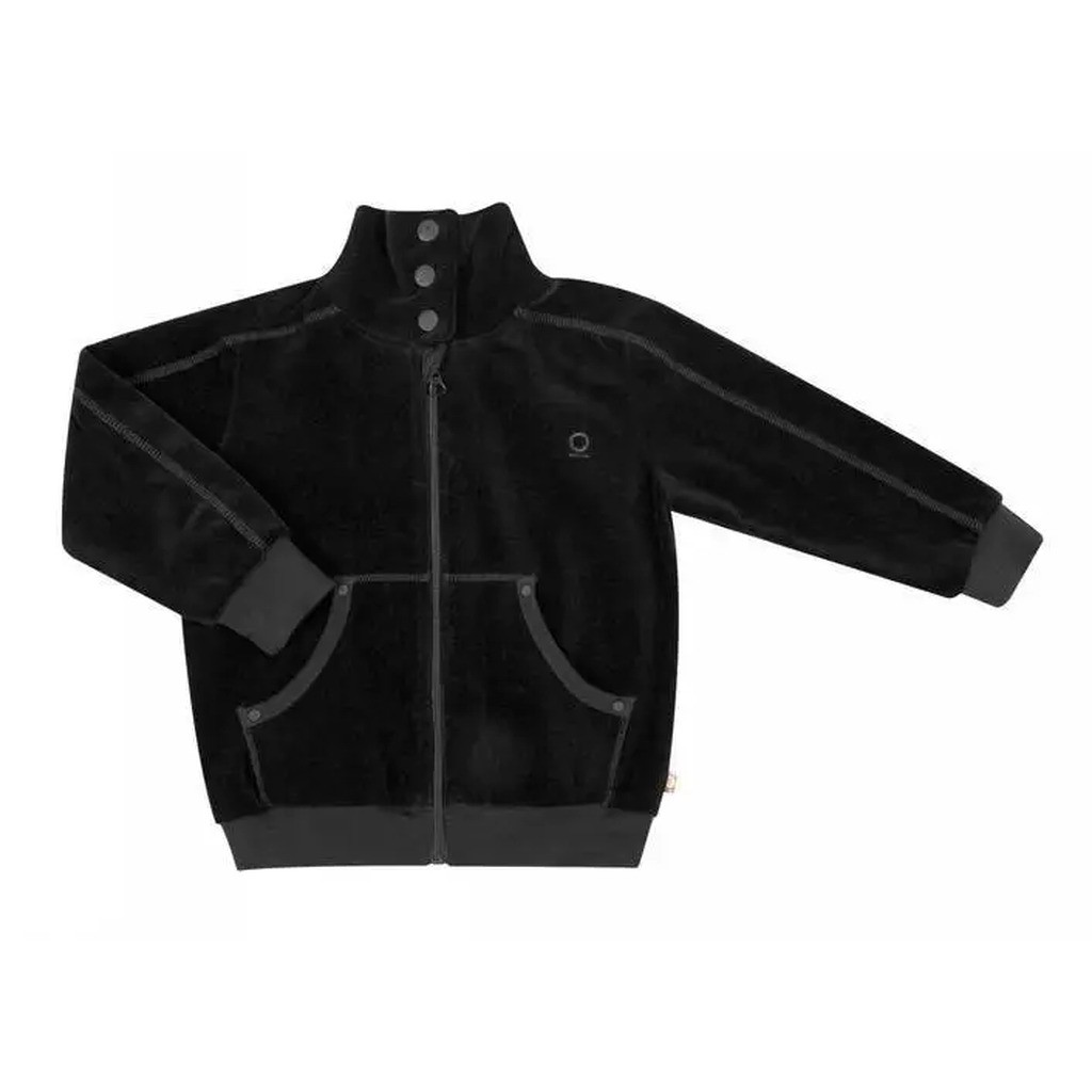 Sort velour cardigan med lynlås