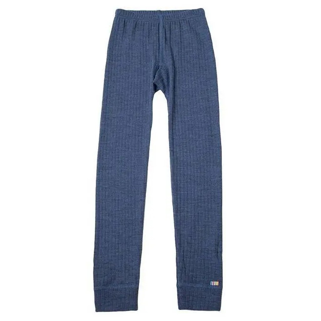 Leggings i blåmeleret rib-uld