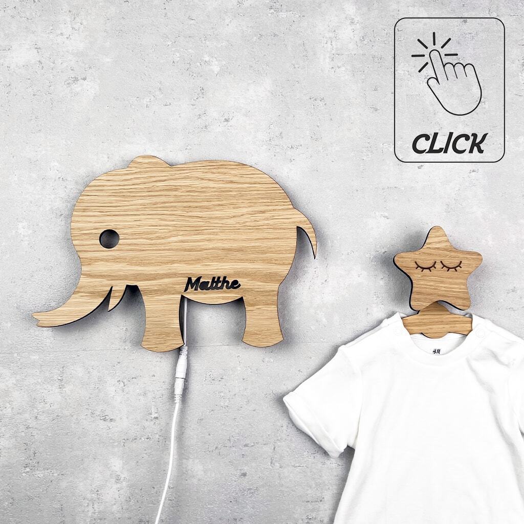 Elefant lampe med klik funktion - ny model