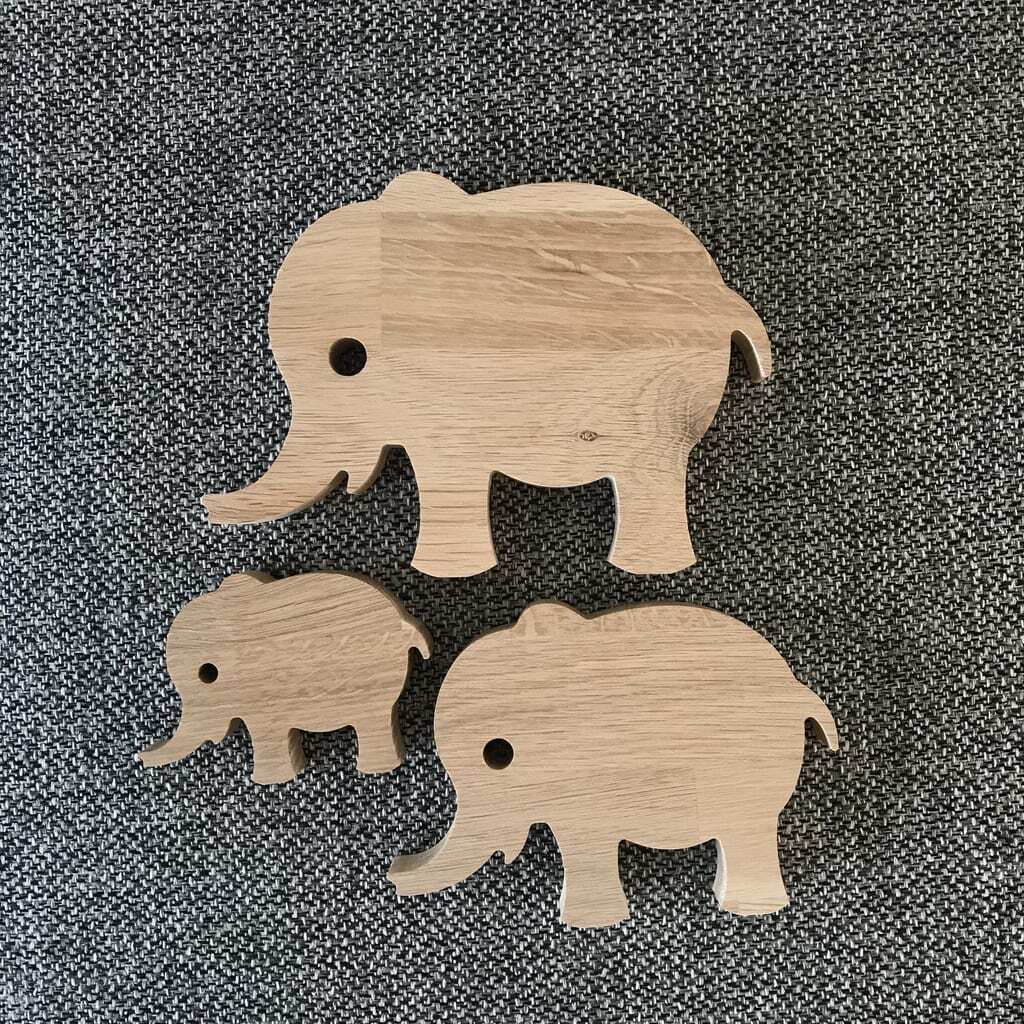 Elefant træfigurer  -  sæt af 3 stk