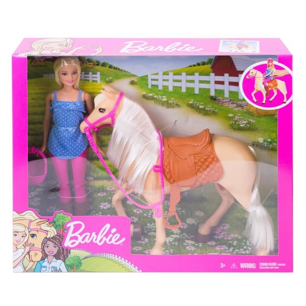 Dukke og hest (Blonde) - Barbie