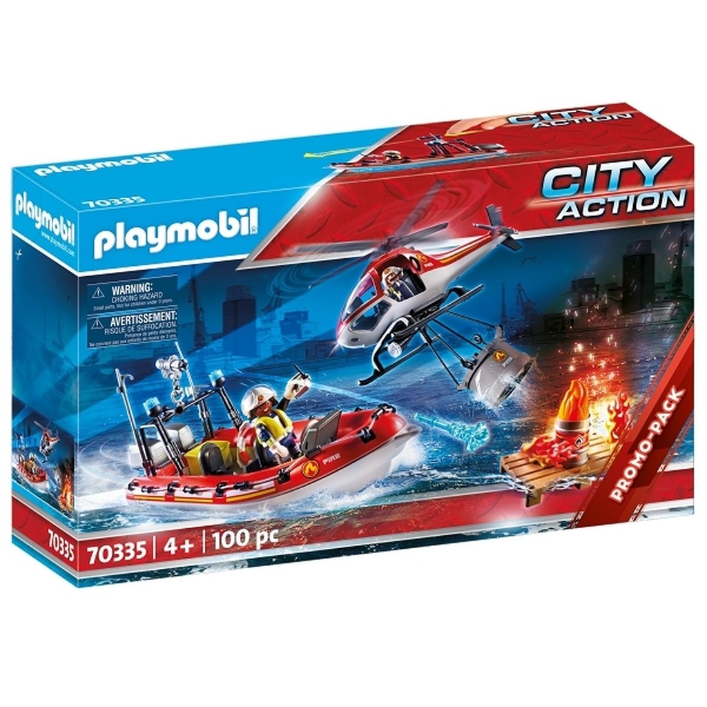 Brandberedskab med helikopter og båd - PL70335 - PLAYMOBIL City Action