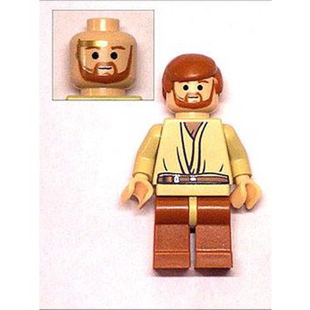 Obi-Wan Kenobi, orangebrune ben,  med headset