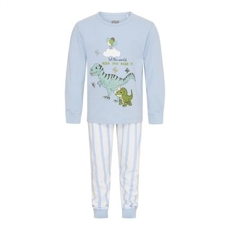 bySKAGEN pyjamas med stribet buks - dino blå