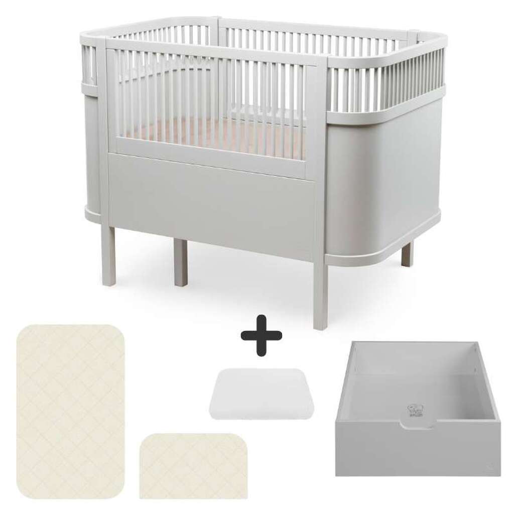 Sebra Sengen - Klassisk - Baby  Jr. - Stone Grey - Bundle 4