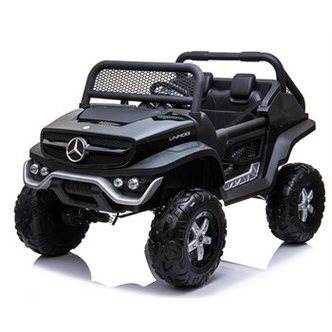 Mercedes Unimog sort 12Volt, 4x12V motorer, 2 personers KUN 2 STK