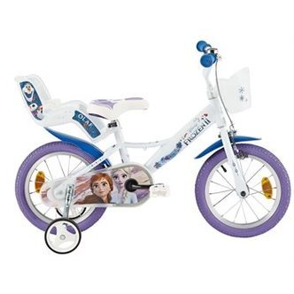 14" Licens Frozen 3 cykel med cykelkurv og cykelstol