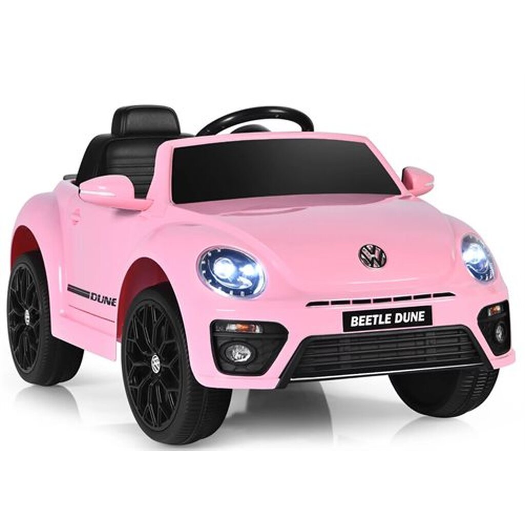 VW Beetle Dune 12V Pink med fjernbetjening og gummihjul