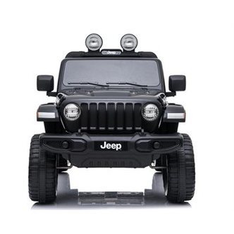 EMB Jeep Wrangler Rubicon med 4 x 12V motor, lædersæde og gummihjul.