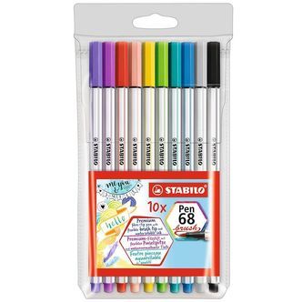 Stabilo Tuscher - Pen 68 Brush - 10 stk. - Multifarvet