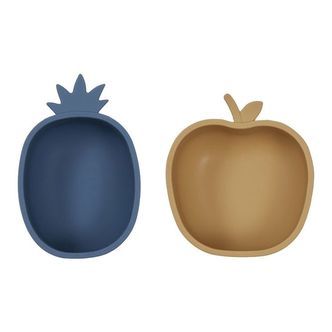 OYOY Snackskåle - 2-pak - Silikone - Pineapple  Apple - BlueLi