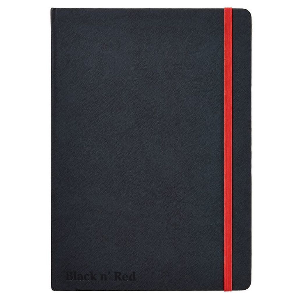 Oxford Notesbog - Hard Cover - Linieret - A5 - SortRød