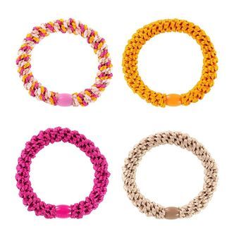 Kknekki Elastikker - 4-pak - OrangePinkBeige