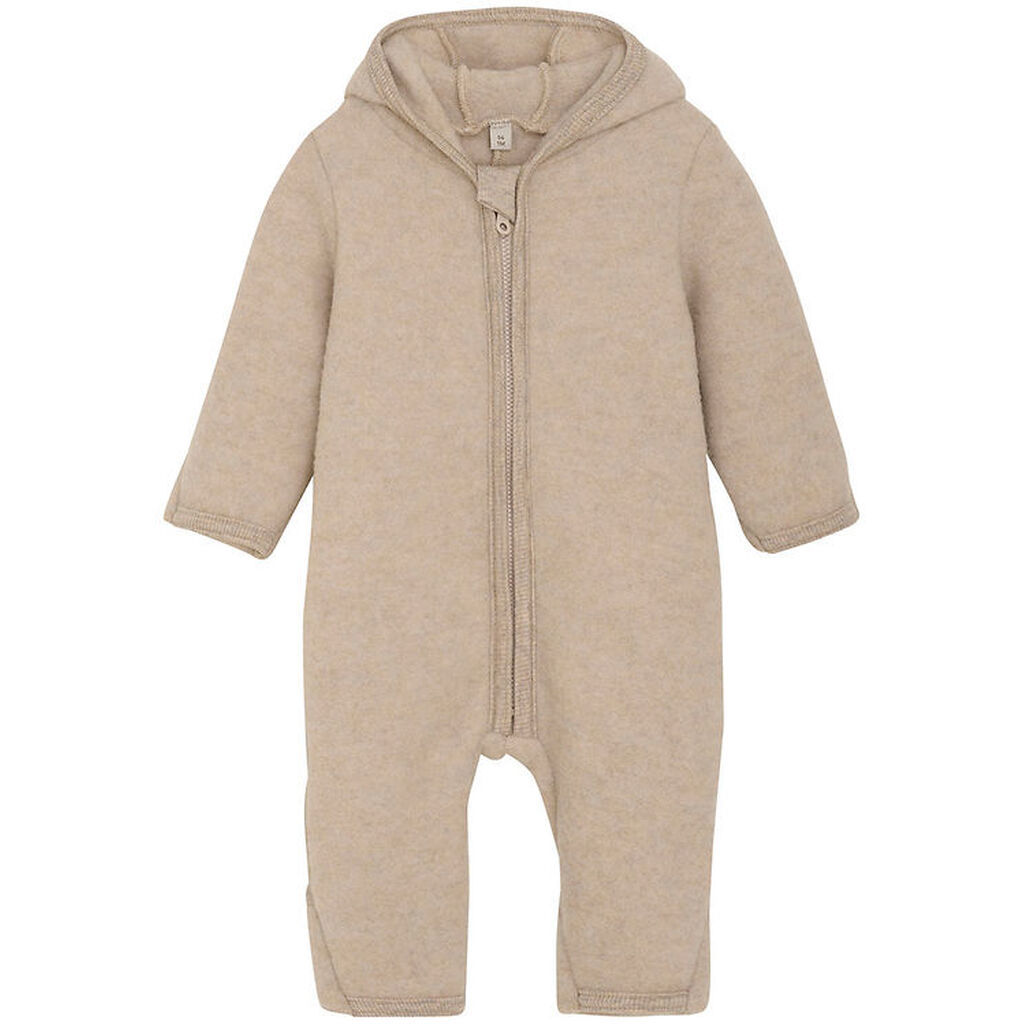 Huttelihut Køredragt - Uldfleece - Camel Melange m. Ører
