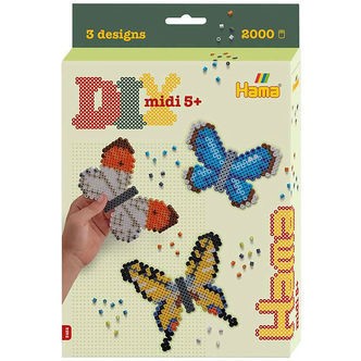 Hama Midi Perler - 2000 stk. - DIY Ophæng - Sommerfugle