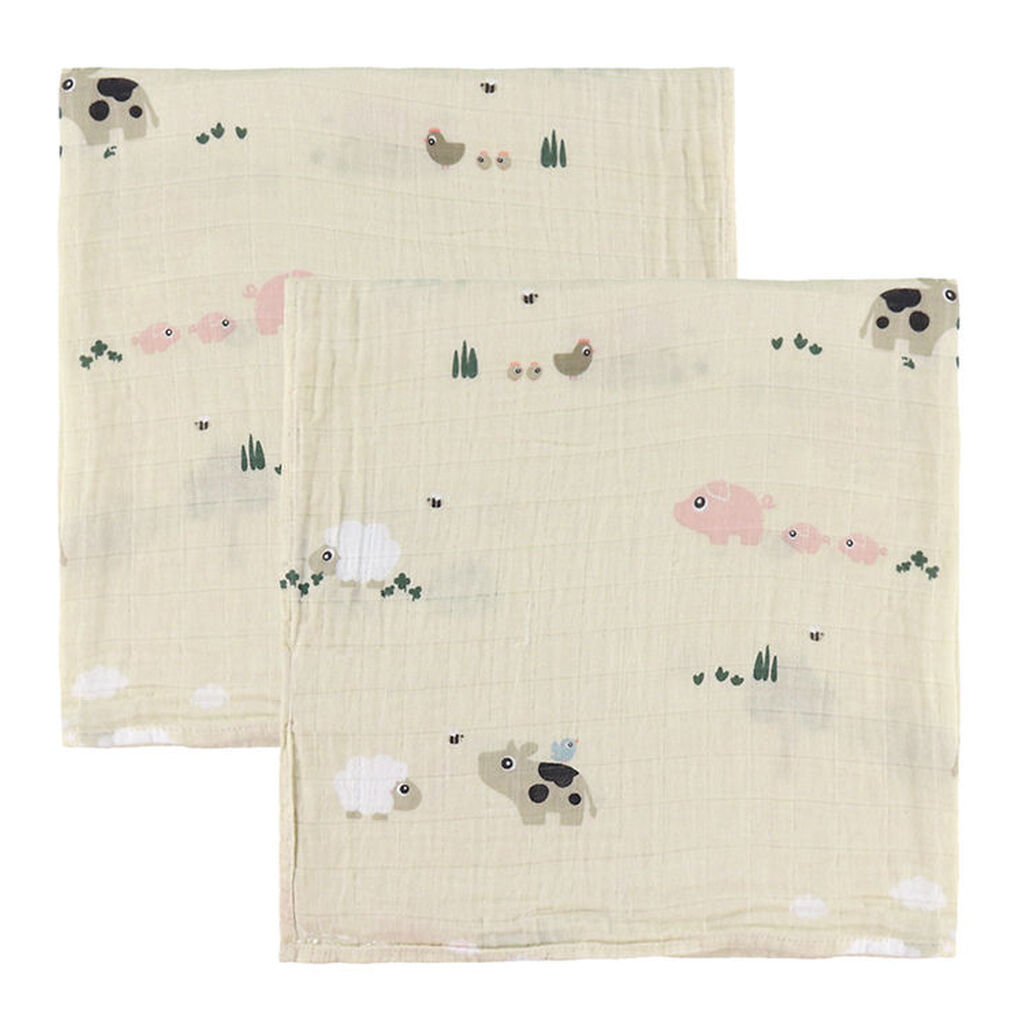 Done By Deer Stofbleer - Musselin - 2-pak - 65x65 cm - Tiny Farm