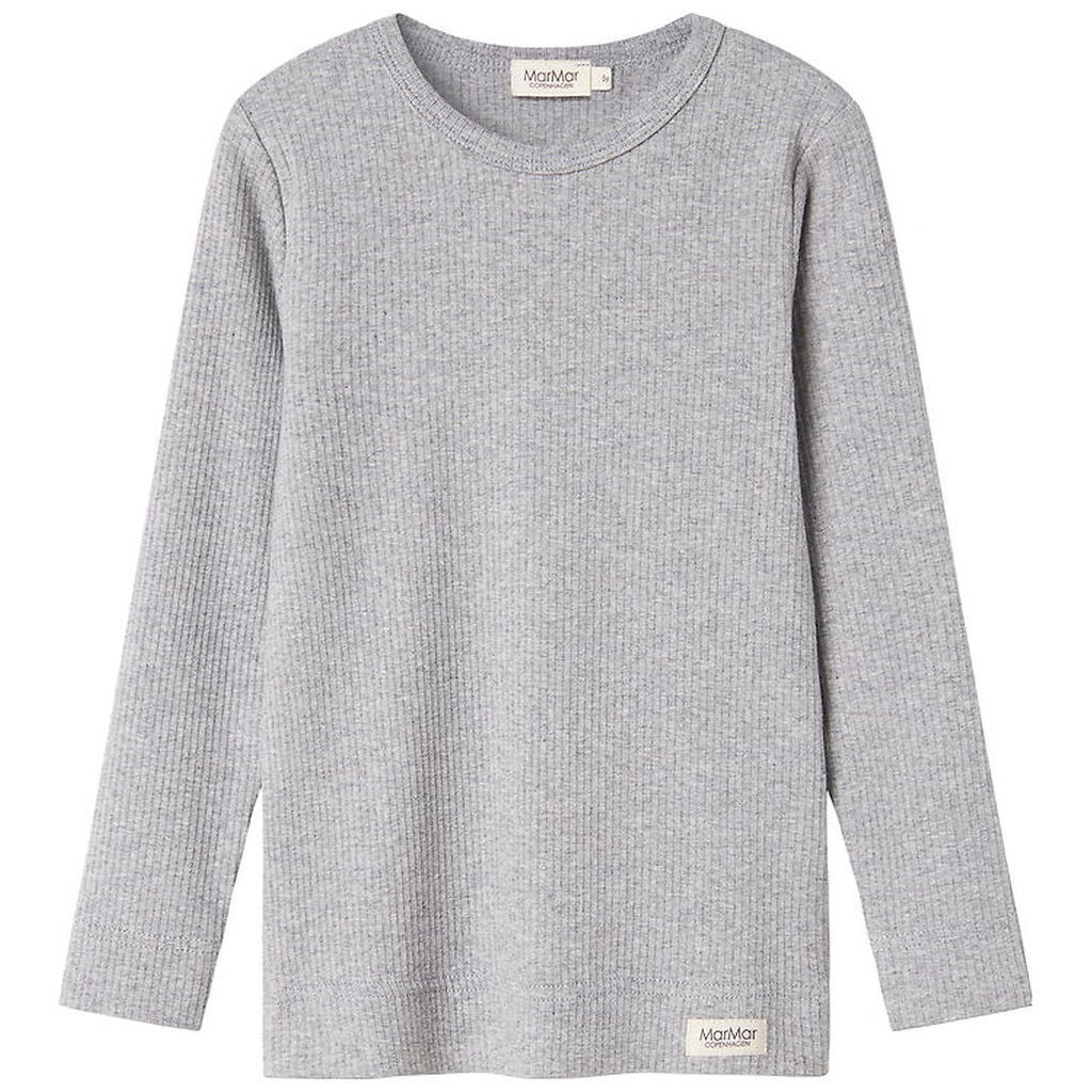 MarMar Bluse - Rib - Plain - Noos - Lysegråmeleret