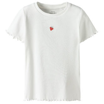 Name It T-shirt - Rib - NmfVivemma - Bright WhiteStrawberry