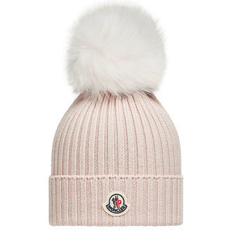 Moncler Hue - Uld - Rosa m. Pelskvast