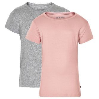 Minymo T-shirt - 2-Pak - Rosa/Grå