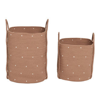 OYOY Opbevaringskurve - 2-pak - Cotton Rope - Dot - Caramel