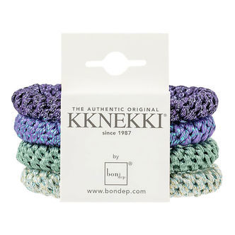 Kknekki Elastikker - 4-pak - LillaGrøn Glitter