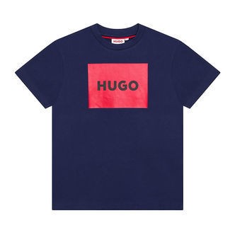 HUGO T-shirt - Medieval Blue m. Rød