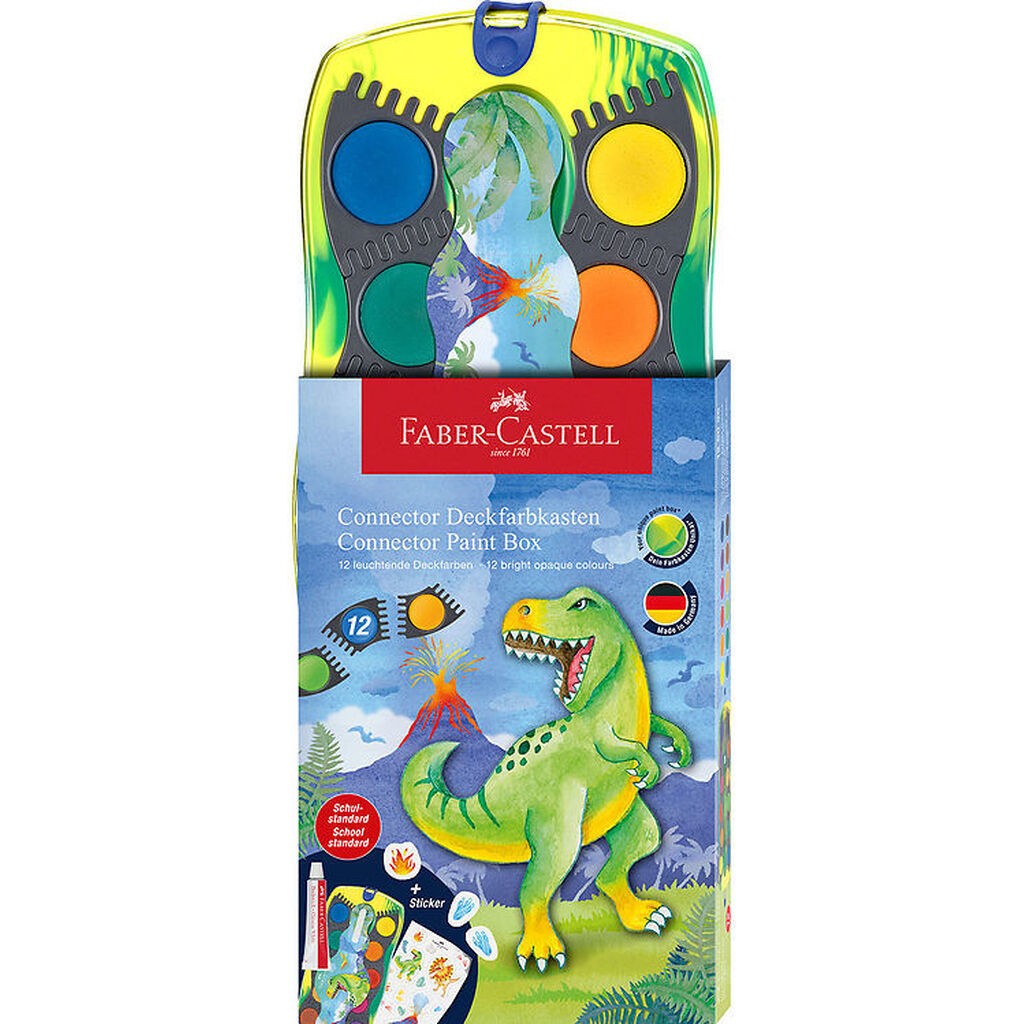 Faber-Castell Vandfarve - Dinosaur - 12 Farver + Chinese White