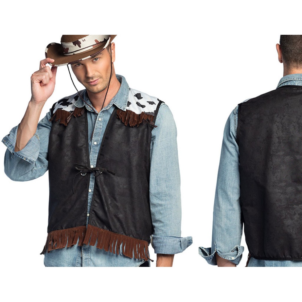 Cowboy vest, sort, str. LXL