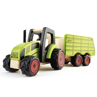 Pintoy Traktor med anhænger Trælegetøj