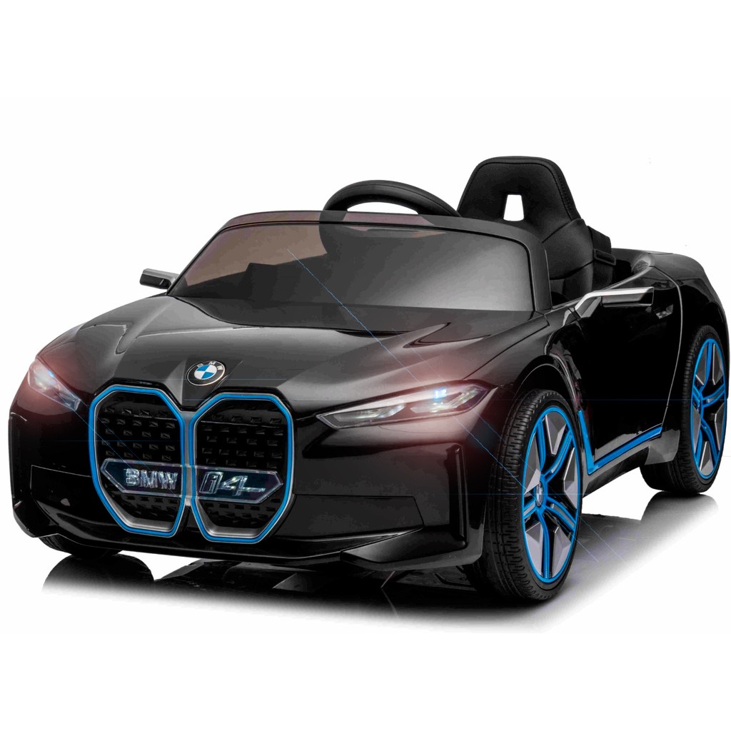 BMW i4 Elbil til børn 12v mGummihjul + 2.4G Remote + Lædersæde