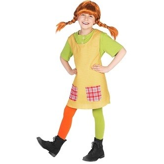 Pippi Langstrømpe Børnekostume  Udklædningstøj(Str. 98-10498-104)