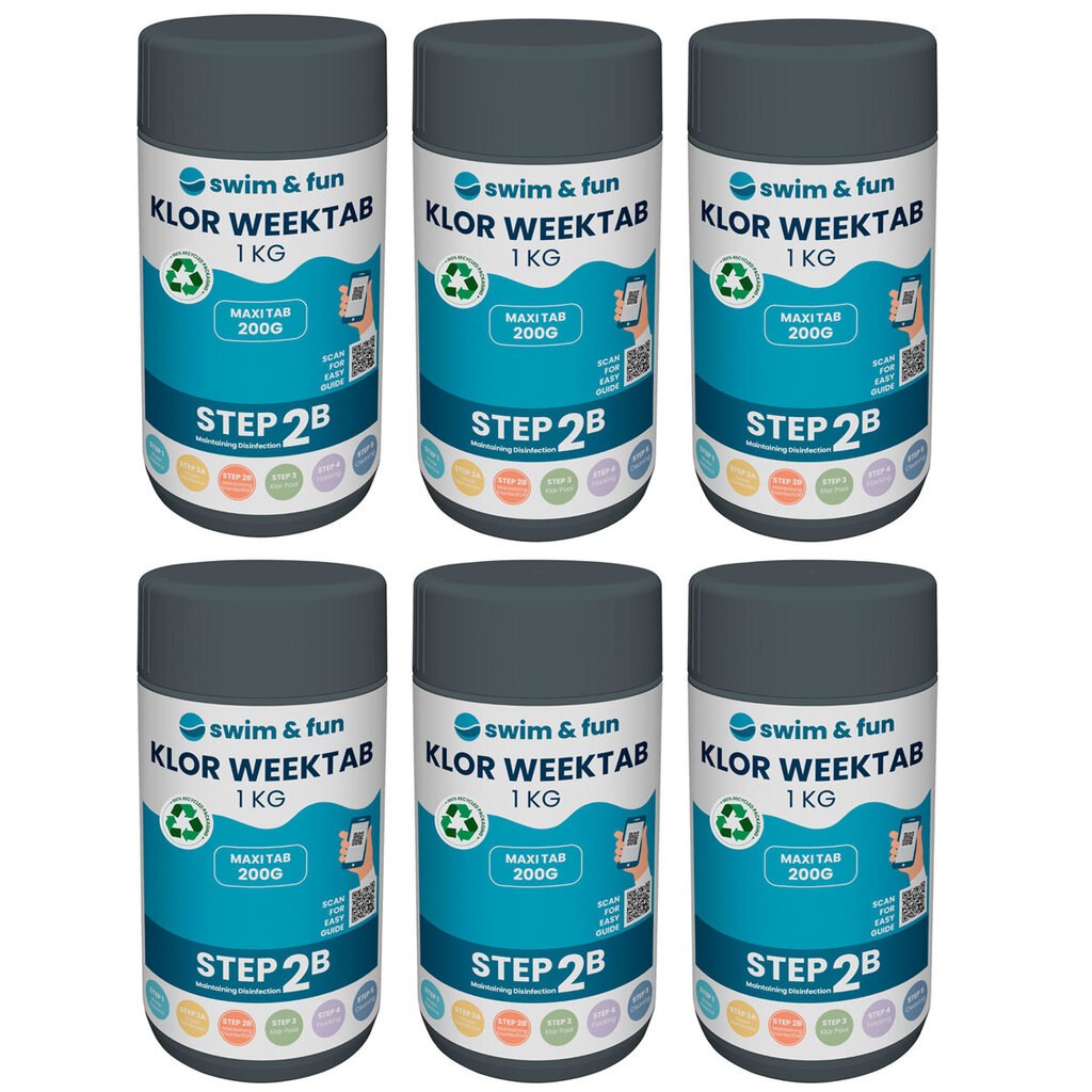 Swim  Fun Klor WeekTab 200g tabletter, 6 kg  (6 x 1 KG)