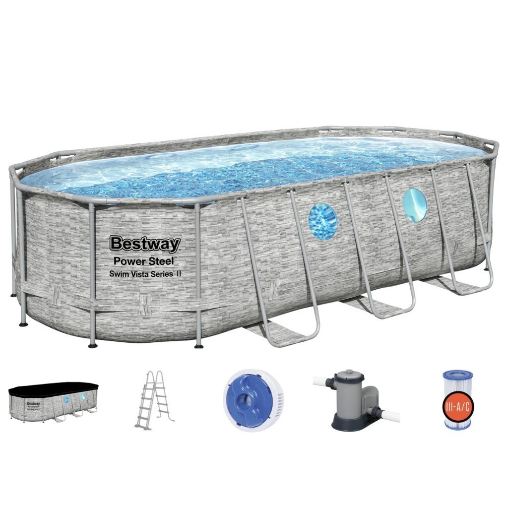Bestway  Power Steel  Swim Vista II 549  x 274 x 122 cm mpumpe, stige m.v.