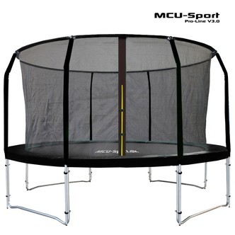 MCU-Sport Pro-line 3,7m Sort Trampolin V3.0 + Pro sikkerhedsnet