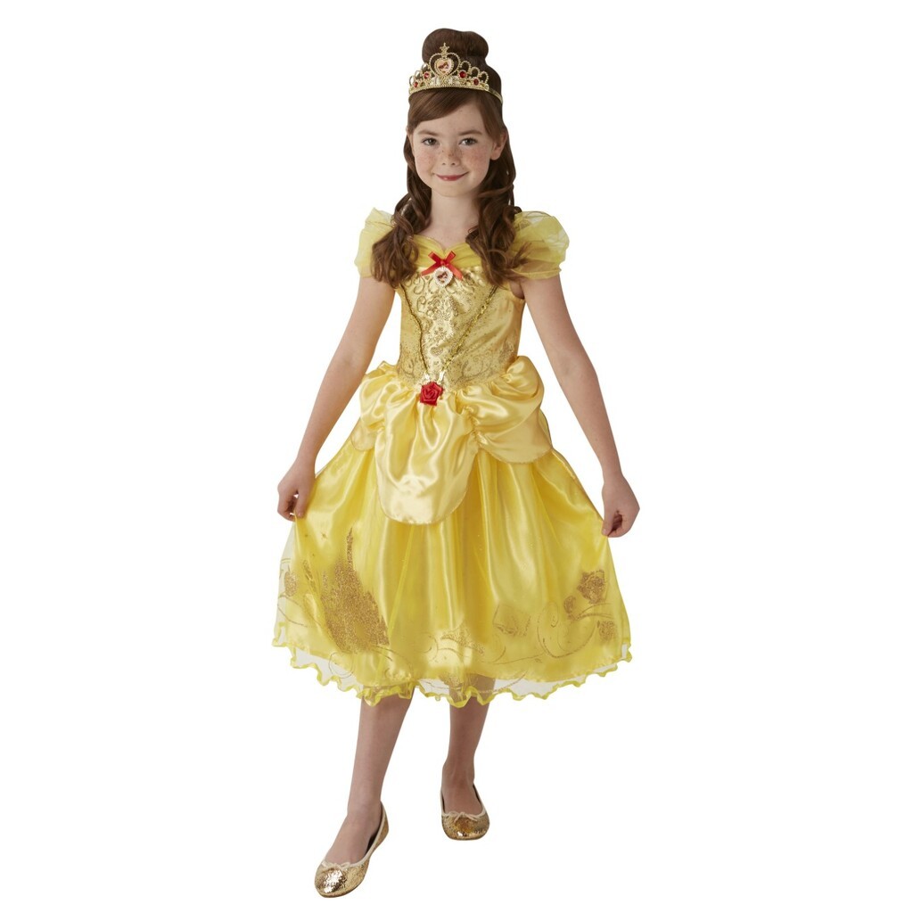 Disney Prinsesse Belle Deluxe Kjole Udklædningstøj (3-9 år)(Str. 116M)