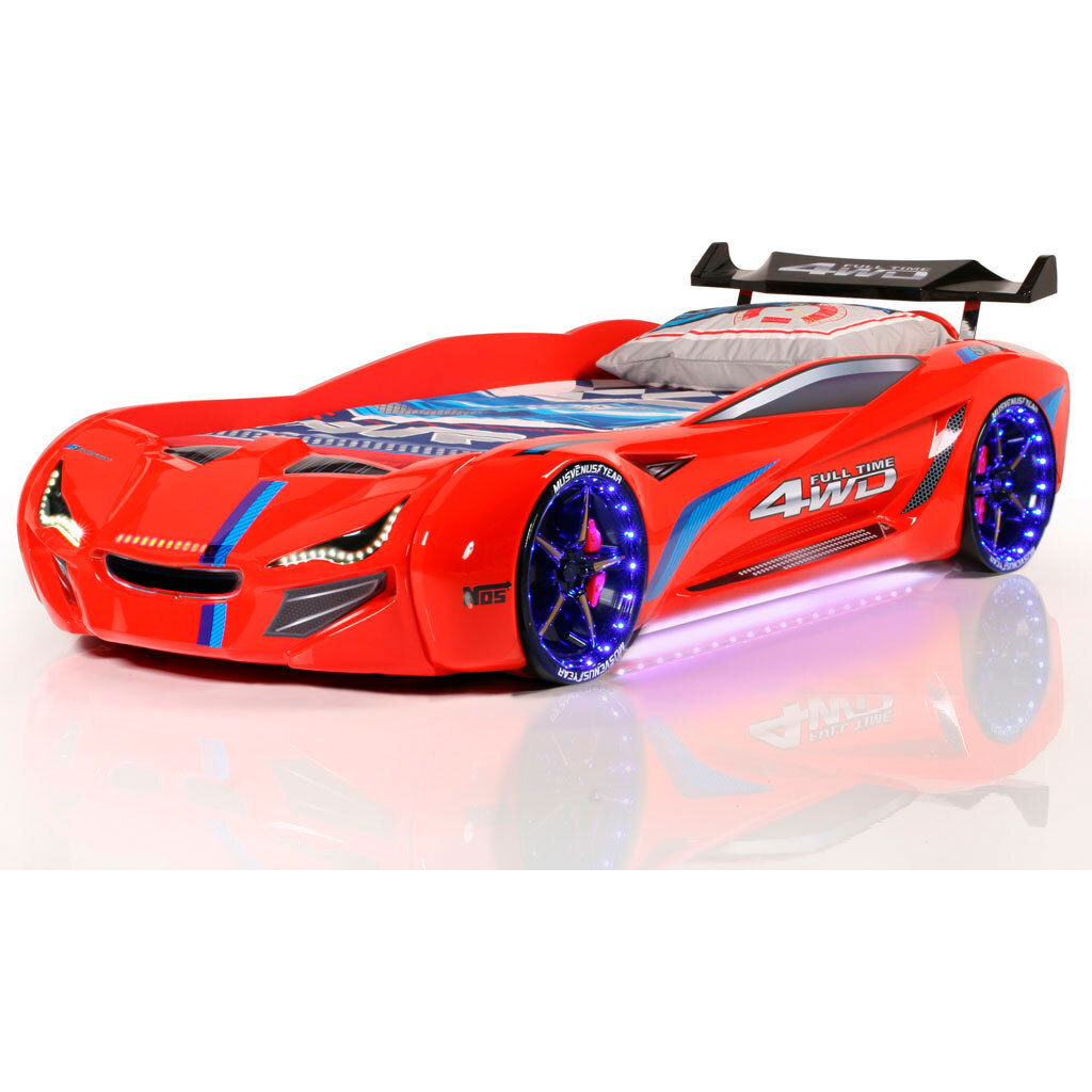 Speedy Spoiler 4WD Bilseng med LED-Lys og Lydpakke, Rød