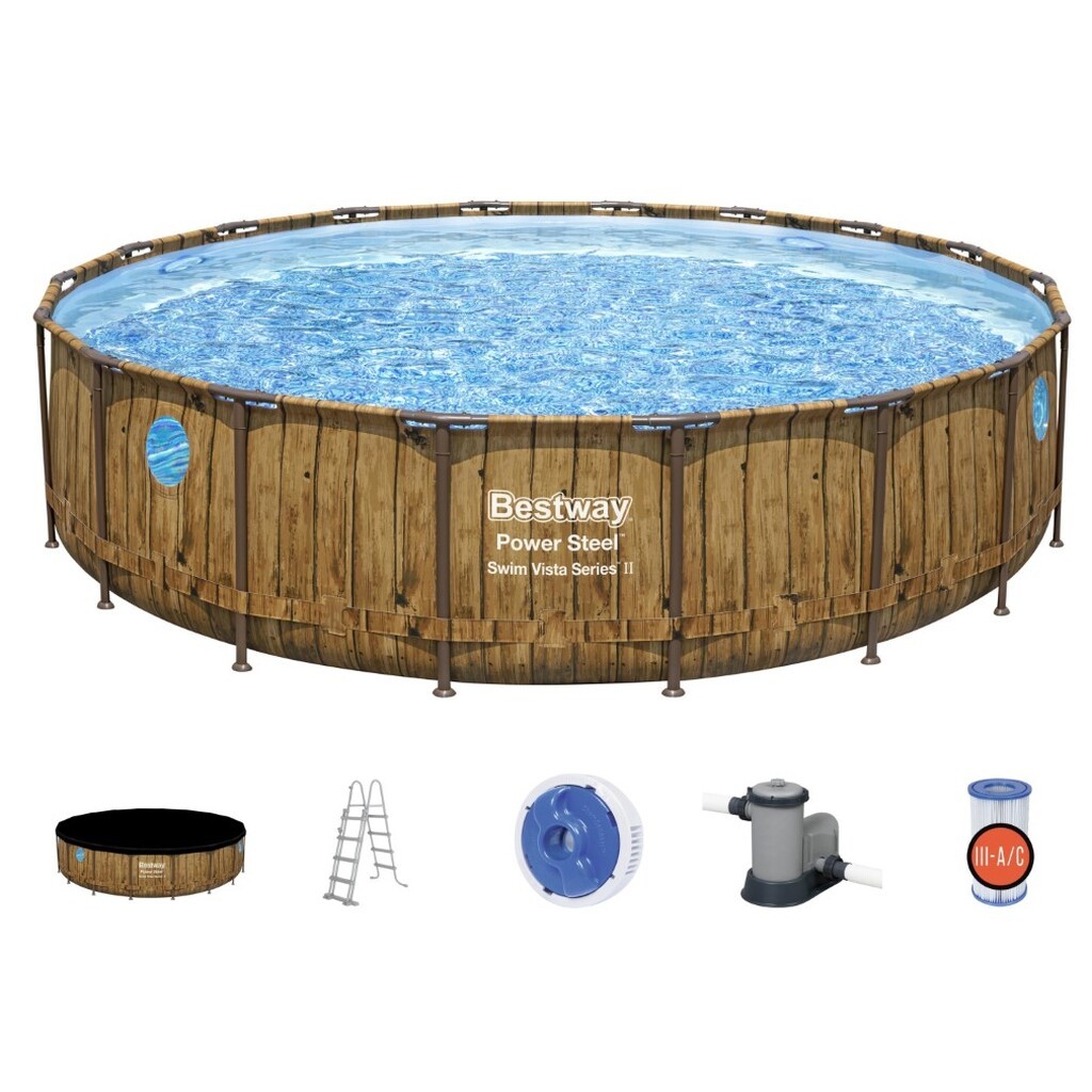 Bestway  Power Steel  Swim Vista II 549 x 122 cm mpumpe, stige