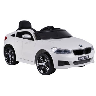 BMW 6 GT elbil til børn 12v Hvid mGummihjul, 2.4G Remote, 12V7AH