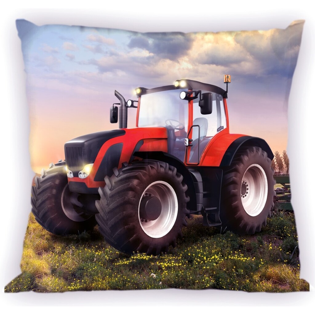 Traktor Rød pudebetræk 40 x 40 cm