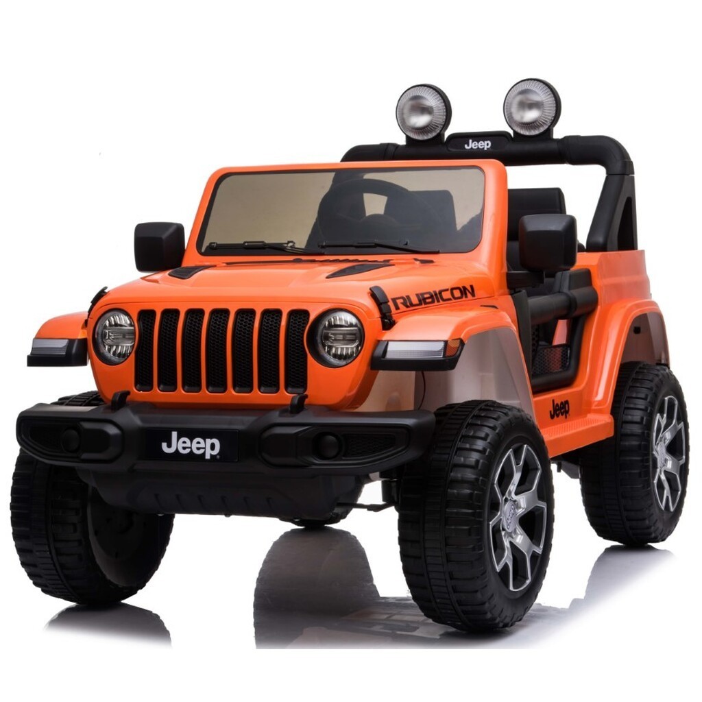 Jeep Wrangler Rubicon Elbil til børn m4x12V + Gummihjul + Lædersæde