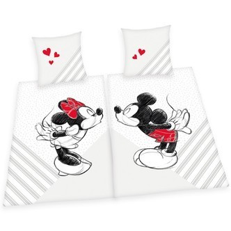 Mickey og Minnie Mouse Sengetøj Partnerpakke- 100 procent bomuld