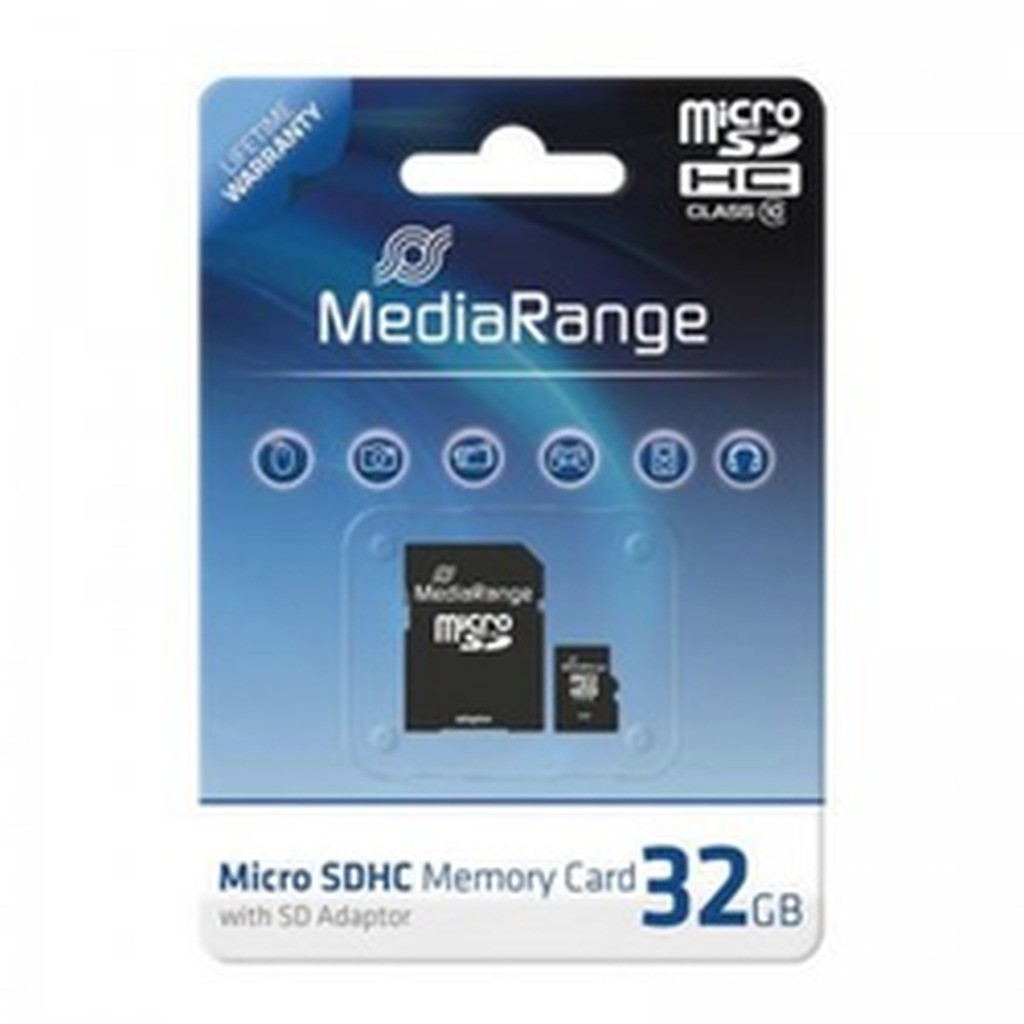 MediaRange MicroSDHC card 32GB SD adapter, 32GB