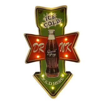 Retro Skilt COLA ICE COLD med lys
