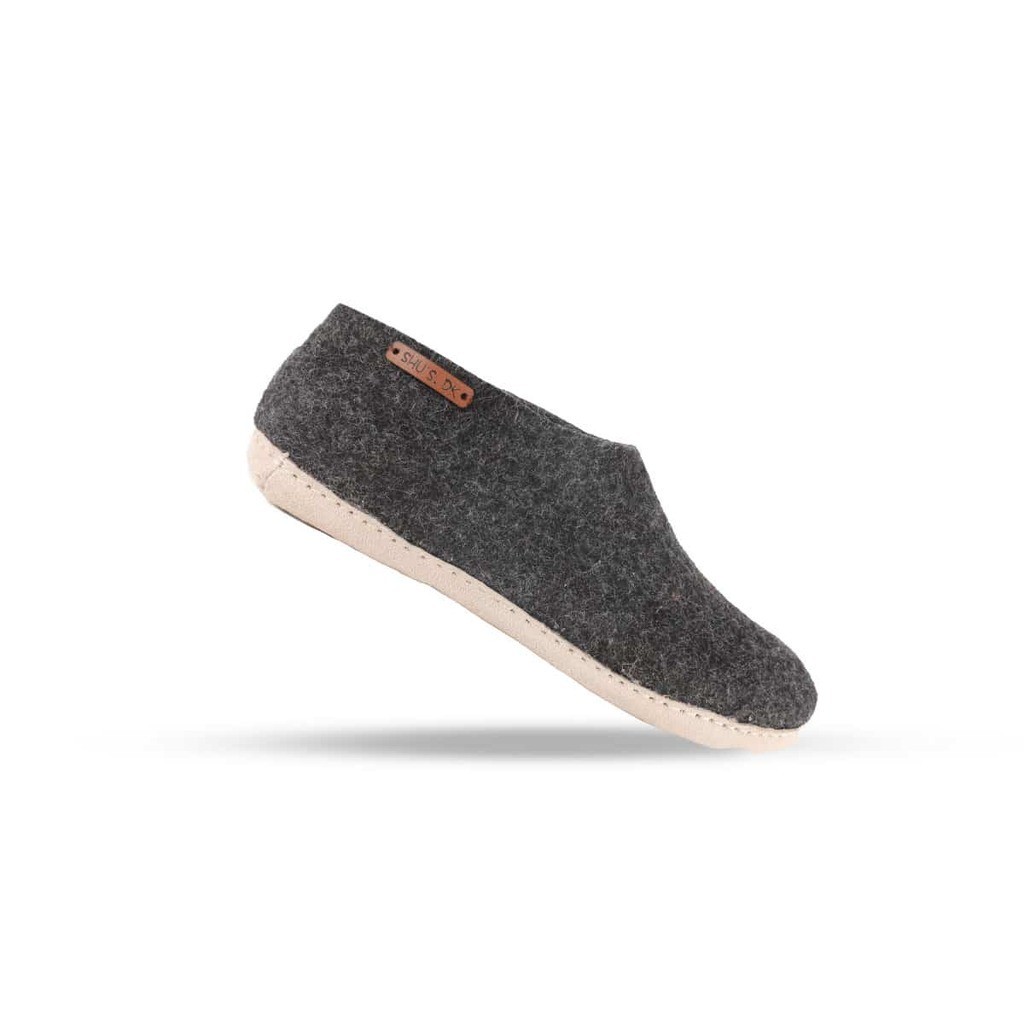 Uldhjemmesko (100% ren uld) - Model Koks msål i skind - Dansk Design fra SHUS